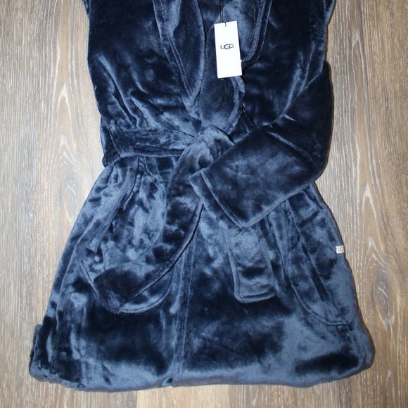 NWT UGG‎ MIRANDA VELOUR PLUSH HOODED BATH ROBE NAVY BLUE - Picture 7 of 7